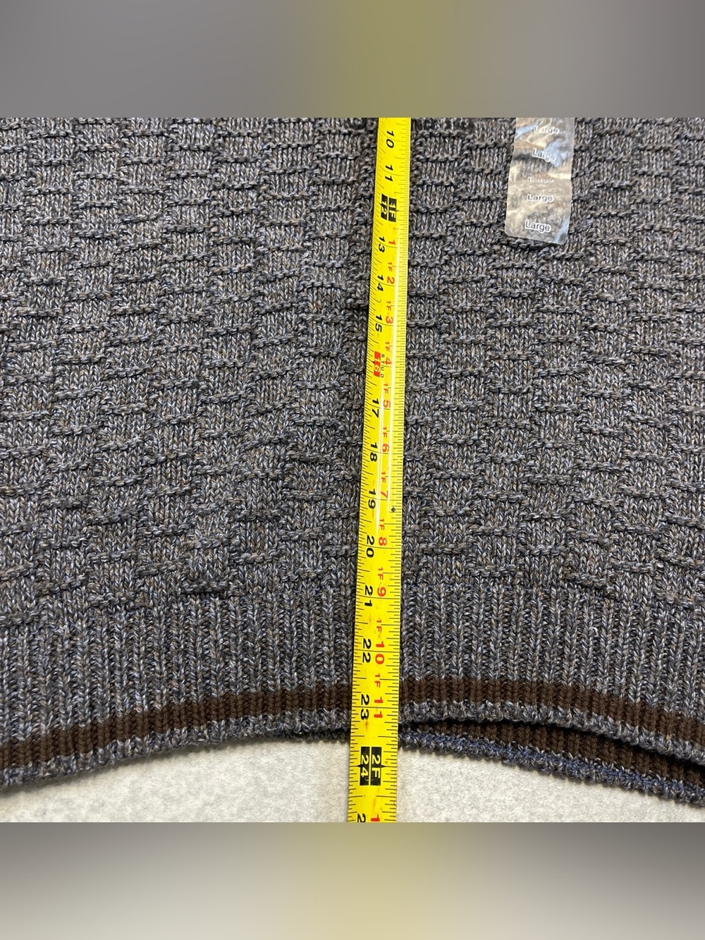 vintage 90’s St. John’s Bay brown blue blend cotton knit nature sweater - Picture 5 of 8